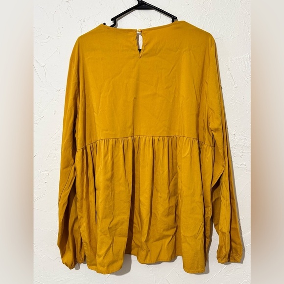 Rowdy Crowd Guadalupe Embroidered Mustard Yellow Aztec Print Blouse Sz XL - Picture 8 of 11